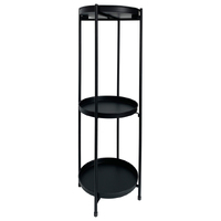 Willow &amp; Silk 3-Shelf 81cm Black Round Metal Pot/Planter Stand