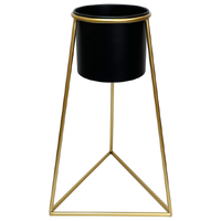 Willow &amp; Silk Black Metal Pot/Planter 45cm on Gold Pyramid Stand 