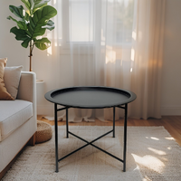 Willow &amp; Silk Round 47cm Iron Black Stool/Coffee Table