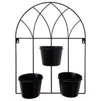 Willow &amp; Silk Black 52cm Arch 3-Pot Metal Wall Planter