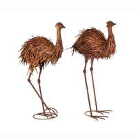 Willow &amp; Silk Garden Decor Figurine Metal Emus Set of 2