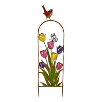 Willow &amp; Silk 94cm Arched Garden Stake w/Coloured Flowers 27x0.6x94.5cm