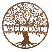 Willow &amp; Silk Laser-Cut 80cm Metal &#39;Welcome&#39; Tree of Life Sign Wall Art