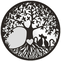 Willow &amp; Silk Laser Cut 50cm Tree Of Life/Cats/Heart Round Wall Mirror/Art