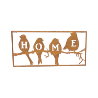 Willow &amp; Silk Laser-Cut Metal 60cm 4 Birds &#39;Home&#39; Plaque Sign Wall Art