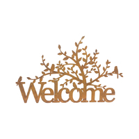 Willow &amp; Silk Laser Cut 90cm Rustic Metal Tree &#39;Welcome&#39; Sign Wall Art 