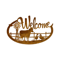 Willow &amp; Silk Metal 60cm Rustic Farmhouse &#39;Welcome&#39; Plaque Sign Wall Art