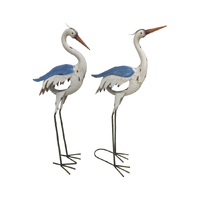 Willow &amp; Silk Metal 87cm/84cm Set of 2 Coastal Egret Crane Couple Statue 