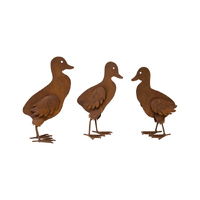 Willow &amp; Silk Rustic Metal 22/21/20cm Baby Duck Garden Figurines Set of 3