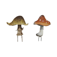 Willow &amp; Silk Metal 20cm Set of 2 Mushroom Garden/Yard/Outdoor Stake