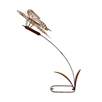 Willow &amp; Silk Rustic 108cm Metal Flying Butterfly Garden Figurine/Stake