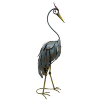 Willow &amp; Silk Metal 70cm Large Crane Looking Down Figurine