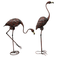 Willow &amp; Silk Metal 116/77cm Set of 2 Flamingos/Bird Figurine/Statue 