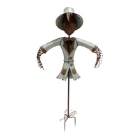 Willow &amp; Silk Scarecrow Garden Stake Statue 84x25.5x130cm