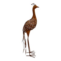 Willow &amp; Silk Rust Standing Peacock Garden Statue 29.5x21x60cm