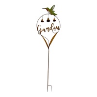 Willow &amp; Silk Garden&#39; Statue w/Hummingbird + Bells 43.5x6x6cm
