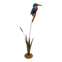 Willow &amp; Silk Tranquil Kingfisher on Bulrush Garden Statue 