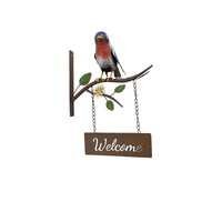 Willow &amp; Silk Door Post Welcome Sign W/Colourful Bird 