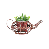 Willow &amp; Silk Metal 36cm Antique Red Teapot/Kettle Garden Pot/Planter