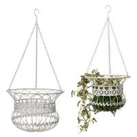 Willow &amp; Silk Antique White Outdoor Hanging Baskets Set of 2