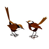 Willow &amp; Silk Set/2 Asst Rust Decorative Birds (with potential stakes) 17x8x16.5cm