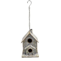 Willow &amp; Silk Hanging Two-Storey Birdhouse 16x15x45cm