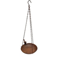 Willow &amp; Silk Hanging Cast-Iron Rust BIRDFEEDER W/Bird 40x25x30cm