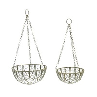 Willow &amp; Silk Set/2 Riviera Hanging Planter Baskets 33x33x69/27x27x60cm