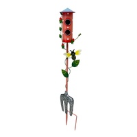 Willow &amp; Silk Colourful Birdhouse Stake w/GardenFork 17x10x91cm