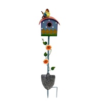 Willow &amp; Silk Colourful Birdhouse Stake w/Garden Shovel 16x11x90cm