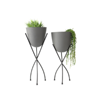 Willow &amp; Silk Nested Grey Stilted Pot Planter Stand Set of 2