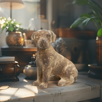 Willow &amp; Silk Brown Sitting Dog Cast Iron 13.5cm Animal Figurine