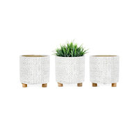 Willow &amp; Silk Cement 14cm Set of 3 Free-Hand Garden Pot/Planters on Footers