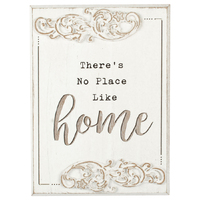 Willow &amp; Silk Plaque Sign 27.5cm White &#39;No Place Like Home&#39; Wall Art
