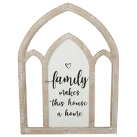 Willow &amp; Silk Arch 60cm &#39;Family Makes Home&#39; Plaque Sign Wall Art