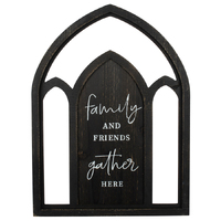 Willow &amp; Silk 60cm Black Arch &quot;Family &amp; Friends&quot; Plaque Sign Wall Art