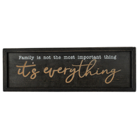 Willow &amp; Silk Wooden 60cm Black &quot;Family is Everything&quot; Plaque Sign Wall Art