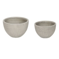 Willow &amp; Silk Set/2 Nested Subtle Textured Planter 37x37x24.5/31x31x20cm