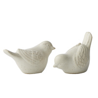 Willow &amp; Silk Set/2 White Decorative Birds 11x6x6cm