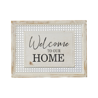 Willow &amp; Silk White 40cm Plaque Sign &#39;Welcome to our Home&#39; Wall Art
