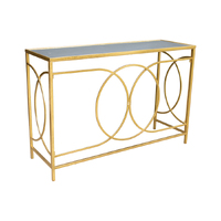 Willow &amp; Silk Metal 120cm Aura Geometric Glass Top Console Table