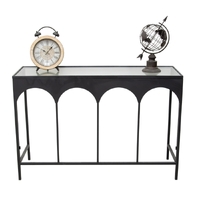 Willow &amp; Silk Metal 120cm Black Arch Glass Top Console Table