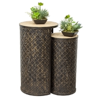 Willow &amp; Silk Nested Golden 70cm/60cm Set of 2 Latticed Coffee/Side Table 