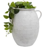 Willow &amp; Silk Metal 42cm White 2-Handle Garden Flower Pot/Vase/Planter