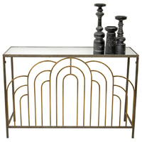 Willow &amp; Silk Metal 120cm Arch Ornate Console Table With Mirror Top