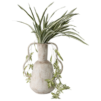 Willow &amp; Silk Vintage Metal 33cm Flower Pot/Vase w/ Abstract Handles 