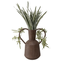 Willow &amp; Silk Vintage Metal Pot Flower Vase With Heart Handles