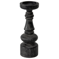 Willow &amp; Silk Black Wooden 32cm Pillar Candle Holder 