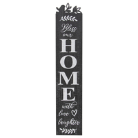 Willow &amp; Silk Wooden 24cm Black &#39;Bless Our Home&#39; Plaque Sign Wall Art 