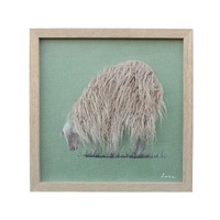Willow &amp; Silk Long-Haired Sheep Hand-made Framed Canvas Wall Art 40x2.5x40cm